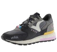 victoria Sneaker Luna Nylon & Pezzi in Crosta di Pelle & Suola Dentata 1156109 per Donna Antracita 37