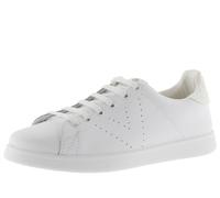 victoria Sneaker Tenis Pelle & Parte Posteriore in Glitter & Logo Traforato 1125104 per Donna Blanco 38