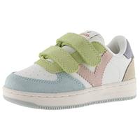 victoria Sneaker Unisex Tiempo Effetto Pelle & Pezzi Multicolori in Crosta di Pelle & Strappo 1124116 per Bambini Celeste 32