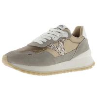 victoria Sneaker Viento Nylon Metallizzato & Logo Glitterato & Pezzi in Crosta di Pelle Abbinati & Suola Dentata 1157102 per Donna Platino 38