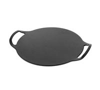 Victoria Teglia per Pizza Ghisa Stagionata, Induzione Piastra per Grigliare 38cm con Manici per Fuoco, Barbecue, Forno, Vetroceramica, Gas, Comal, Antiaderenza Priva di Sostanze Tossiche e senza PTFE