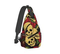 Victorian Gothic Skull Rose Donna Uomo Borsello Tracolla Casual Sling Bag Antifurto Borsas A Spalla Per Outdoor Treeking Sportivo