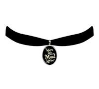 Victorian Vault Collana girocollo in velluto nero con ciondolo gotico Steampunk Alice nel paese delle meraviglie, Argento, peltro