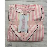 Victoria's Secret Afterhours Raso Set Pigiama Icona Righe Rosa Pigiama Xs S M L