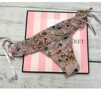 Victoria's Secret Dream Angeli Ricamato Floreale Tanga Provocante Lato Cravatta