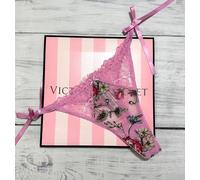 Victoria's Secret Dream Angels Floral Ricamato Tie Side Thong Panty Verde Rosa