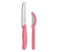 Victorinox 6.7116.21L12 Swiss Classic, set composto da pelapatate universale e coltello da verdura, in acciaio inox, rosso chiaro