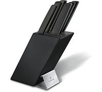 Victorinox Ceppo di coltelli professionali, incl. 6 coltelli da cucina, coltello da pane, coltello Santoku, custodia per coltelli, in legno, nero