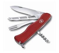 Victorinox Cheese Master Coltello Svizzero, Multiuso con 8 Funzioni, Rosso | Coltello da formaggio con lama ondulata bloccabile, forchetta da fonduta e cavatappi. Ideale per picnic, Prodotto in Svizzera
