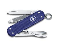Victorinox Classic SD Alox Coltellino Svizzero per EDC, 5 Funzioni, Blu | Multiuso compatto con guance in Alox per campeggio e outdoor, lama, forbici e cacciavite, 58 mm, Prodotto in Svizzera