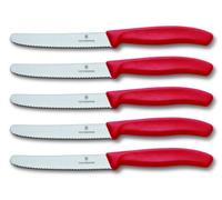 Victorinox, Coltelli da tavola e per Frutta e Verdura, Set da 5 pz. Swiss Classic Rund Wellenschliff, Rosso (Rot)
