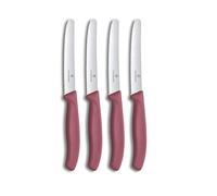Victorinox Coltelli da Tavola, Set 4 pz, 11 cm, Lama Seghettata, Rosso