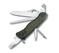 VICTORINOX Coltellino Svizzero Trailfinder, Coltello del soldato, 10 Funzioni, Multiuso con Lama a una Mano, Apriscatole, Cacciavite, Verde/Nero