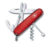 VICTORINOX Coltellino Svizzero Compact, 15 Funzioni, Made in Switzerland, Multiuso con Lama, Mini Cacciavite, Apribottiglie, Rosso