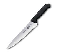 Victorinox, coltello da cucina per sfilettare con lama seghettata Fibrox, lunghezza: 25 cm, in acciaio inox, nero
