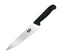 Victorinox, coltello da cucina trinciante con lama seghettata Fibrox, lunghezza: Coltello da 19 cm, in nylon, colore nero
