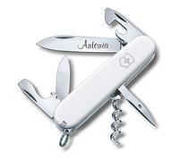 Victorinox Coltello da Tasca Spartano con Richiesta Incisione Auf der Lama I Regalo per Uomini Donne I per Compleanno I Svizzero Personalizzato con 12 Funzioni 1.3603 - Bianco, 84x23x13mm