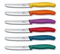 Victorinox, set di 6 coltelli cucina da tavola e verdura Swiss Classic, con lama seghettata in acciaio inox, colorati
