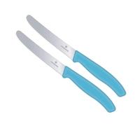 Victorinox Coltello da tavola Swiss Classic | 2 pezzi | blu caraibico | Swiss Made | ideale anche come coltello da colazione