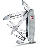 Victorinox Farmer X Alox argento con incisione sulla lama Manico I regalo per uomo donna I per un compleanno I Coltellino svizzero personalizzato con 10 funzioni 0.8271.26