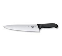 Victorinox Fibrox, Coltello da Chef, Coltello Universale Largo per Carne, Pesce, Frutta ed Erbe, 25 cm, Lama Dritta, Affilato, Acciaio Inossidabile, Nero