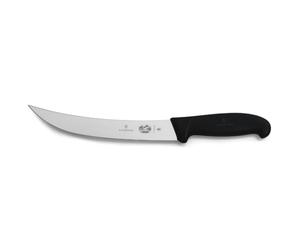 Victorinox Fibrox, Coltello da Macello, Coltello Trinciante lungo per i pezzi di Carne più spessi, 20 cm, Lama Ricurva, Affilato, Acciaio Inossidabile, Nero