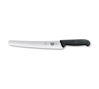 Victorinox Fibrox, Coltello da Pasticcere con Filo Ondulato, Coltello lungo per Dolci e Pane, 26 cm, Affilato, Acciaio Inossidabile, Nero