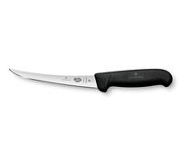 Victorinox Fibrox, Coltello per disossare, Coltello da Cucina Affilato, per Carne e Pesce, 15 cm, Lama Ricurva, Flessibile, Acciaio Inossidabile, Nero