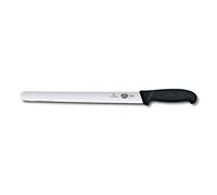 Victorinox Fibrox, Coltello Prosciutto, Coltello da Cucina lungo per Carne e Prosciutto, 30 cm, Lama Dritta, Affilato, Acciaio Inossidabile, Nero