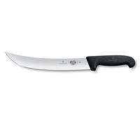 Victorinox Fibrox, Coltello Scimitarra, Coltello da Macellaio lungo per i pezzi di Carne più spessi, 25 cm, Lama Ricurva, Affilato, Acciaio Inossidabile, Nero