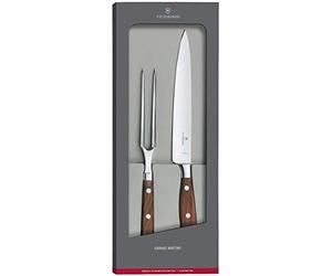 Victorinox Grand Maître, set da intaglio, 2 pezzi, lama extra affilata, con elegante manico in legno, marrone
