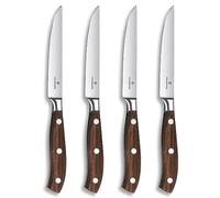 Victorinox Grand Maître, set di coltelli professionali da bistecca, 4 pezzi, lama extra-affilata, affilatura diritta, 12 cm, elegante manico in legno, acciaio inossidabile, marrone