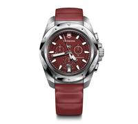 Victorinox I.N.O.X. Chrono 43mm Orologio da uomo - Cassa in acciaio inossidabile argento, quadrante rosso e cinturino in gomma rossa, Victorinox I.N.O.X. Crono 43 mm