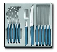 Victorinox Modern Set di posate per 6 persone, 12 pezzi, incl. coltelli affilati e seghettati, manici in plastica, blu fiordaliso