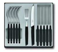 Victorinox Modern Set di posate per 6 persone, 12 pezzi, incl. coltelli affilati e seghettati, manici in plastica, nero
