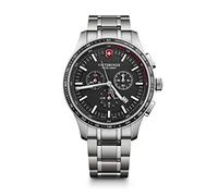 Victorinox Orologio Uomo Alliance Sport Chronograph Ø 44 mm, Swiss Made, Quarzo Analogico, Impermeabile fino a 100 m, Bracciale Inox, Nero/Argento