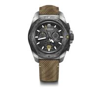 Victorinox Orologio Uomo I.N.O.X. Chrono Ø 43 mm, Swiss Made, Quarzo Analogico, Impermeabile fino a 200 m, Cinturino in Legno, Nero/Marrone