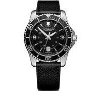 Victorinox Orologio Uomo Maverick Ø 43 mm, Swiss Made, Quarzo Analogico, Impermeabile fino a 100 m, Vetro Zaffiro, Cinturino in Pelle, Nero