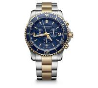 Victorinox Orologio Uomo Maverick Chronograph Ø 43 mm, Swiss Made, Quarzo Analogico, Impermeabile fino a 100 m, Bracciale Inox, Blu/Argento/Oro