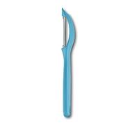 Victorinox Pelapatate universale con lama a pendolo per frutta e verdura, extra affilata, lama seghettata, doppio taglio, prodotto in Svizzera, colore: blu caraibico