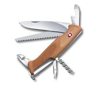 Victorinox, Ranger 55 Wood, Coltello Svizzero, Originale, Multiuso, Campeggio, 10 Funzioni, Lama, grande, Apriscatole, Bloccabile