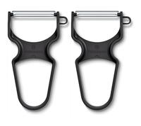 Victorinox REX, Rapid Straight Edge - Pelapatate per frutta e verdura (nero), 5.5 x 2.7 x 0.6 in (Confezione da 2)