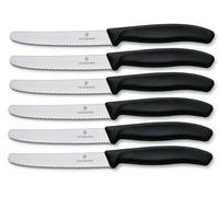 Victorinox set 6 coltelli tavola nero dentato punta tonda