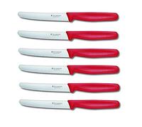Victorinox Set di 6 coltelli da tavola standard con bordo seghettato (rosso)