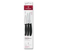 Victorinox Set di coltelli da cucina Swiss Classic, 3 pezzi, Coltello per verdure, pomodori e colazione, Manico in plastica robusta, Acciaio inossidabile, Nero