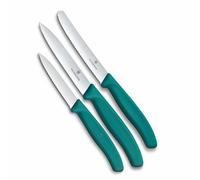 Victorinox Set di coltelli da cucina Swiss Classic, 3 pezzi, Coltello per verdure, pomodori e colazione, Robusto manico in plastica, Acciaio inossidabile, Verde