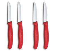 Victorinox Set di coltelli Swiss Classic per verdure e spelucchini, 2 pezzi, lama dritta e seghettata, extra affilata, 8 cm, Rosso (Confezione da 2)