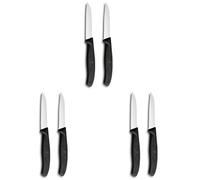Victorinox Set di coltelli Swiss Classic per verdure e spelucchini, 2 pezzi, lama dritta e seghettata, extra affilata, 8 cm, Nero (Confezione da 3)