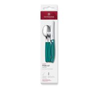 Victorinox Set di Posate da Picnic Classic, 3 Pezzi, Posate da Viaggio, incl. Coltello Richiudibile, Forchetta, Cucchiaio, Robusti Manici in Plastica, Verde