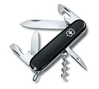 Victorinox Spartan Coltellino Svizzero Multiuso 12 Funzioni, Nero | Coltello tascabile ideale per campeggio e uso quotidiano con cavatappi, lama grande e apribottiglie, 91 mm, Prodotto in